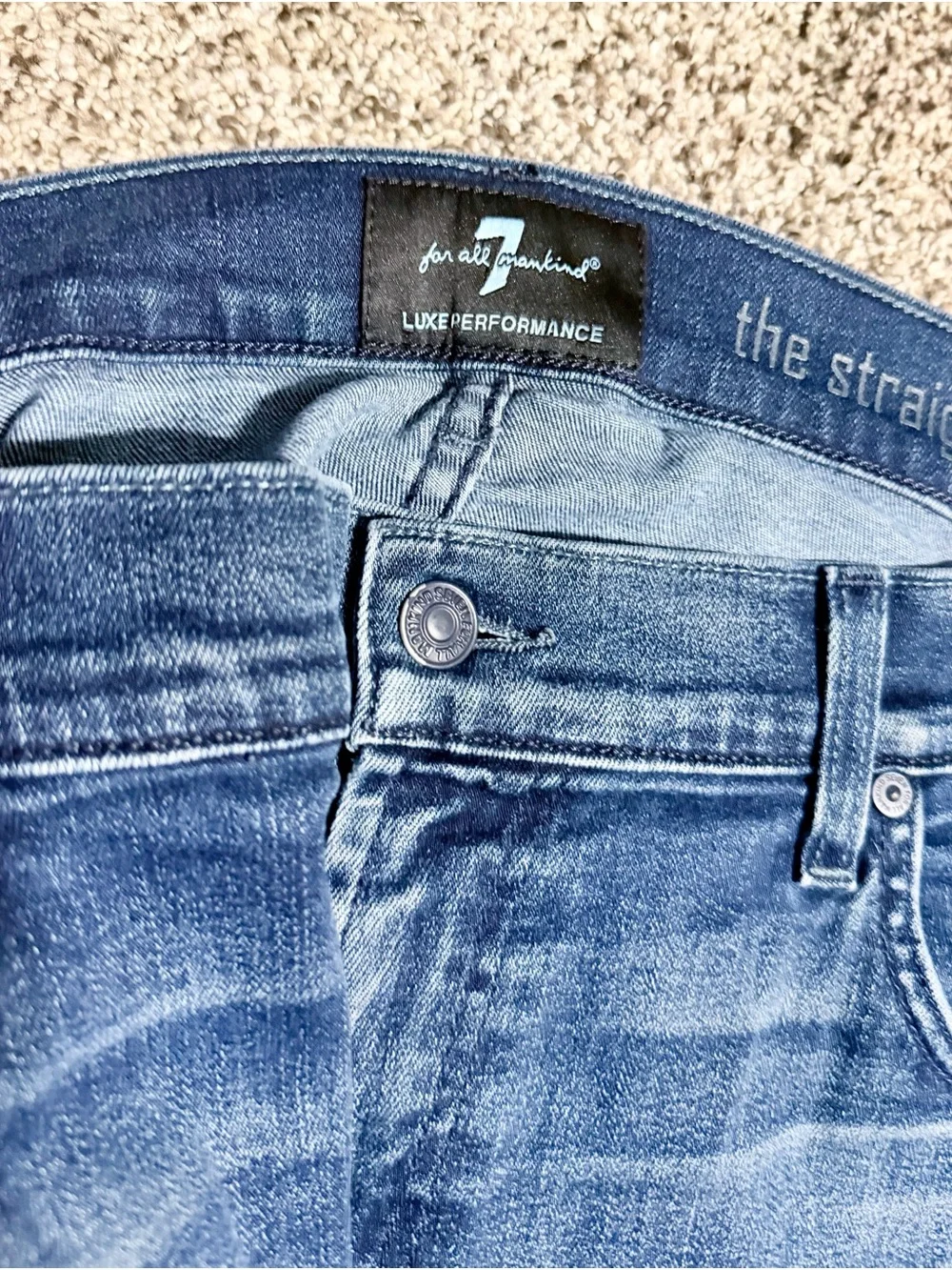 7 For All Mankind Men's Straight Jeans in Light Blue Wash